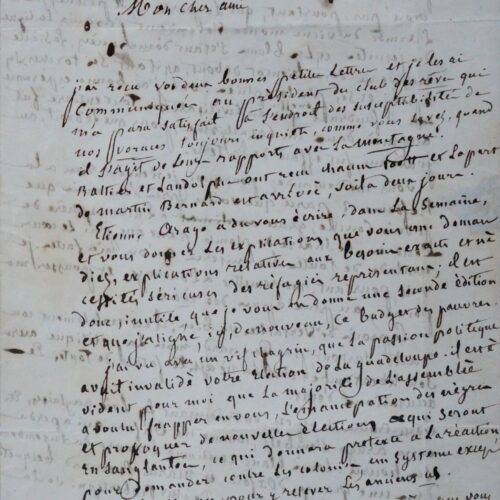 Passionnante lettre d'exil de Ribeyrolles à Victor Schoelcher sur l'abolition de l'esclavage