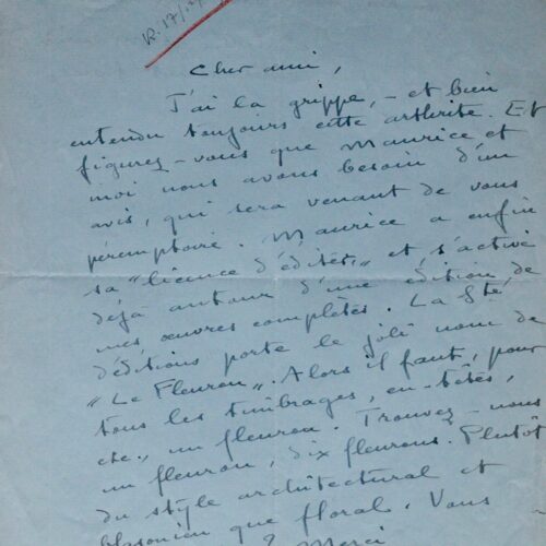 Colette demande un logo pour la maison d'édition de Maurice Goudeket