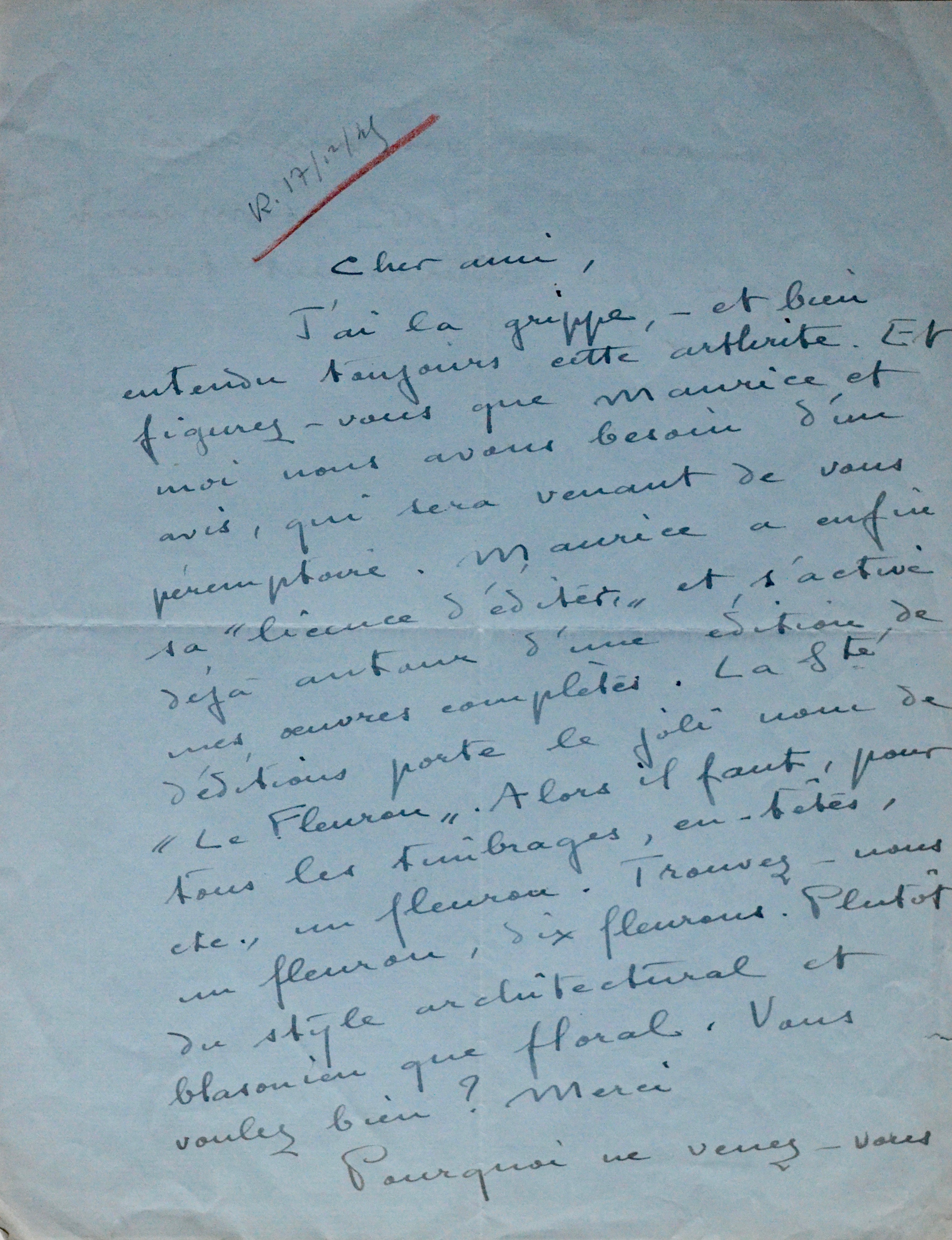 Colette demande un logo pour la maison d’édition de Maurice Goudeket