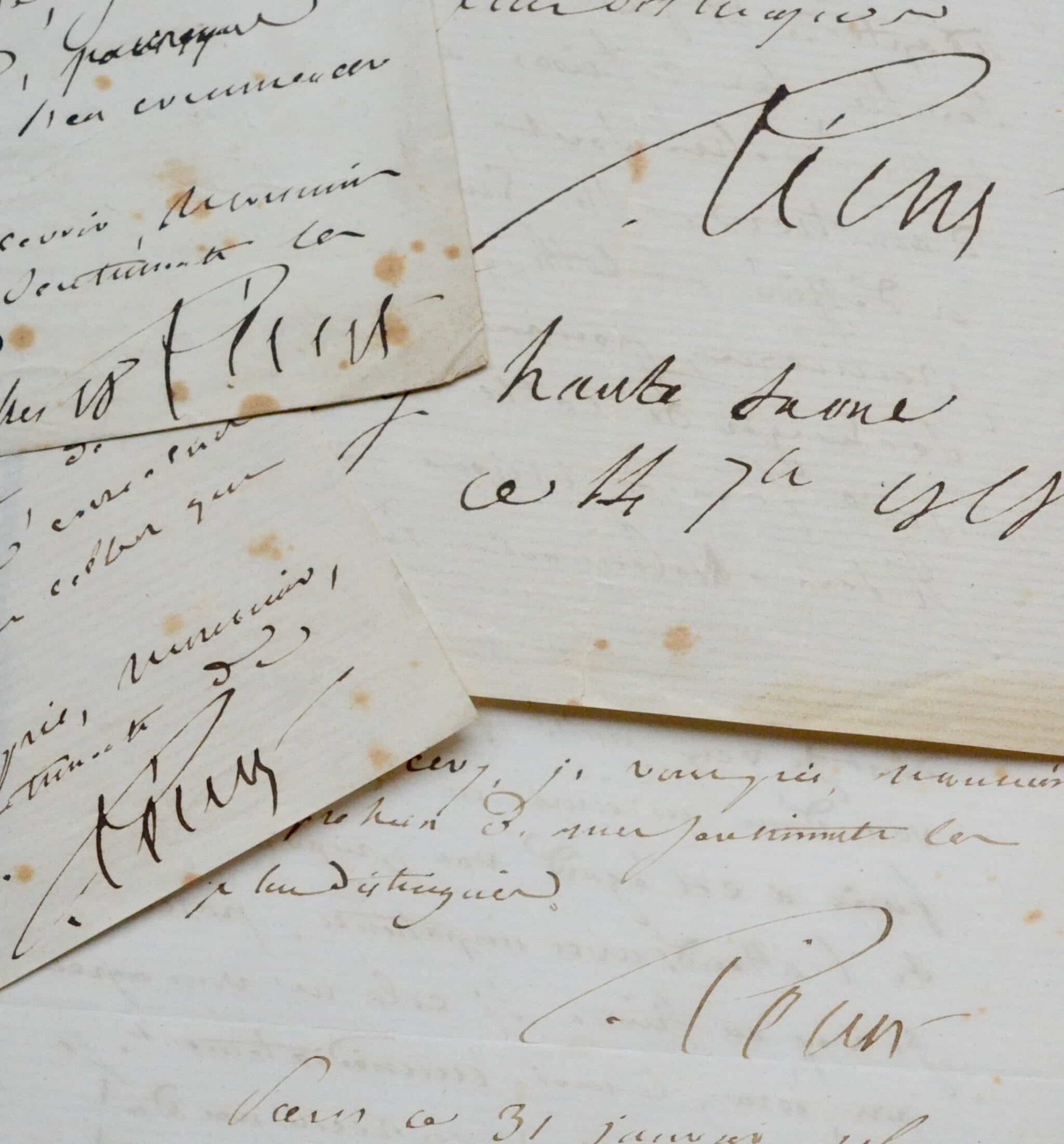 Ensemble de 4 lettres du médecin Lélut relatives à la réédition de son ouvrage sur la phrénologie