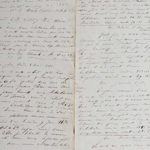 Journal de bord manuscrit d'un navire de pêche à Terre-Neuve (1820-1821).