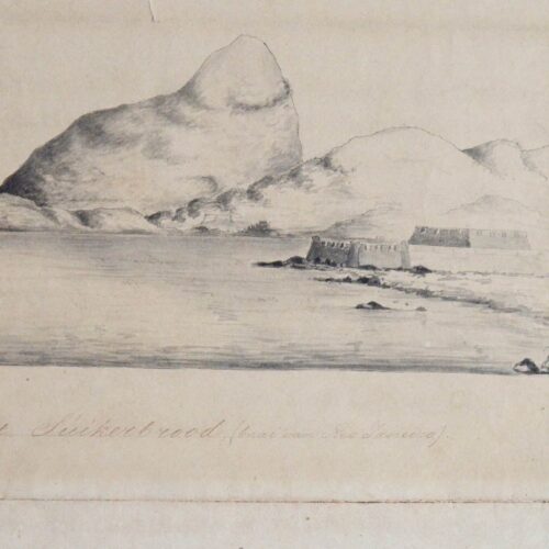 Feuillet du journal de bord de la corvette hollandaise Boreas, avec dessin de la baie de Rio de Janeiro