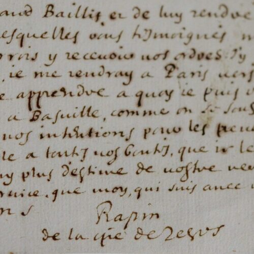Rare lettre de 1665 du poète et historien René Rapin (Renatus Rapinus)