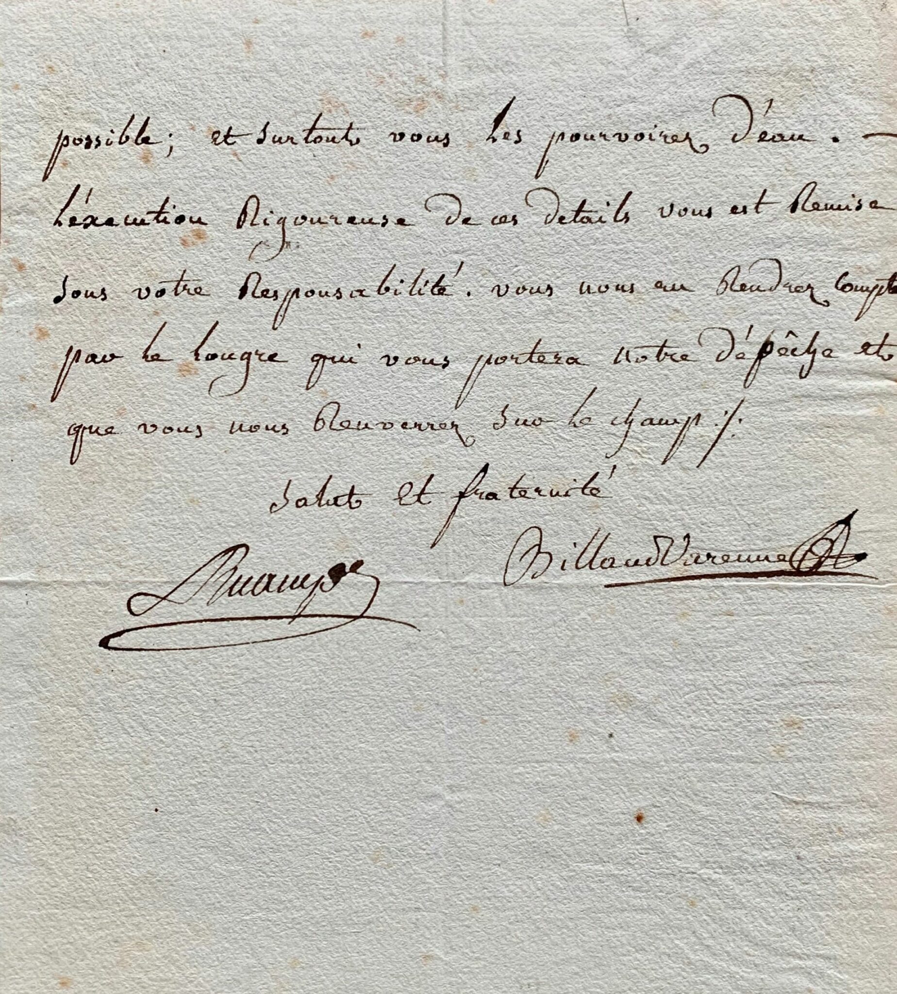 Lettre de Billaud-Varenne et Ruamps, au sujet de la descente projetée à Jersey