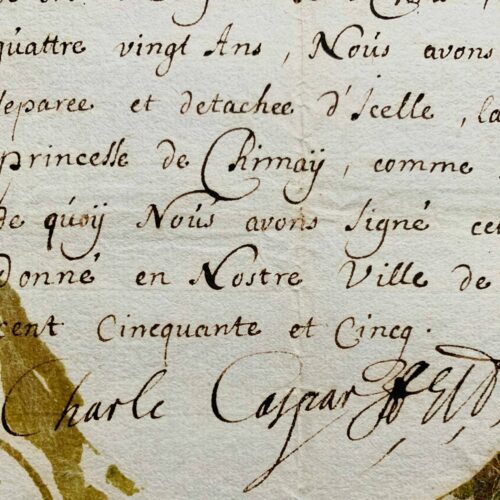 Le prince-électeur de Trèves, Charles-Gaspard, fait don d'une relique à la princesse de Chimay