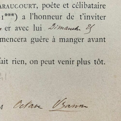 Truculente carte d'invitation d'Edmond Haraucourt à Octave Uzanne