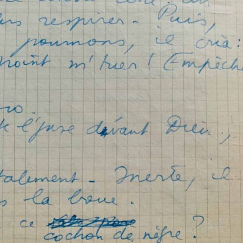 Exceptionnel manuscrit de la traduction par Boris Vian d'une nouvelle de Richard Wright