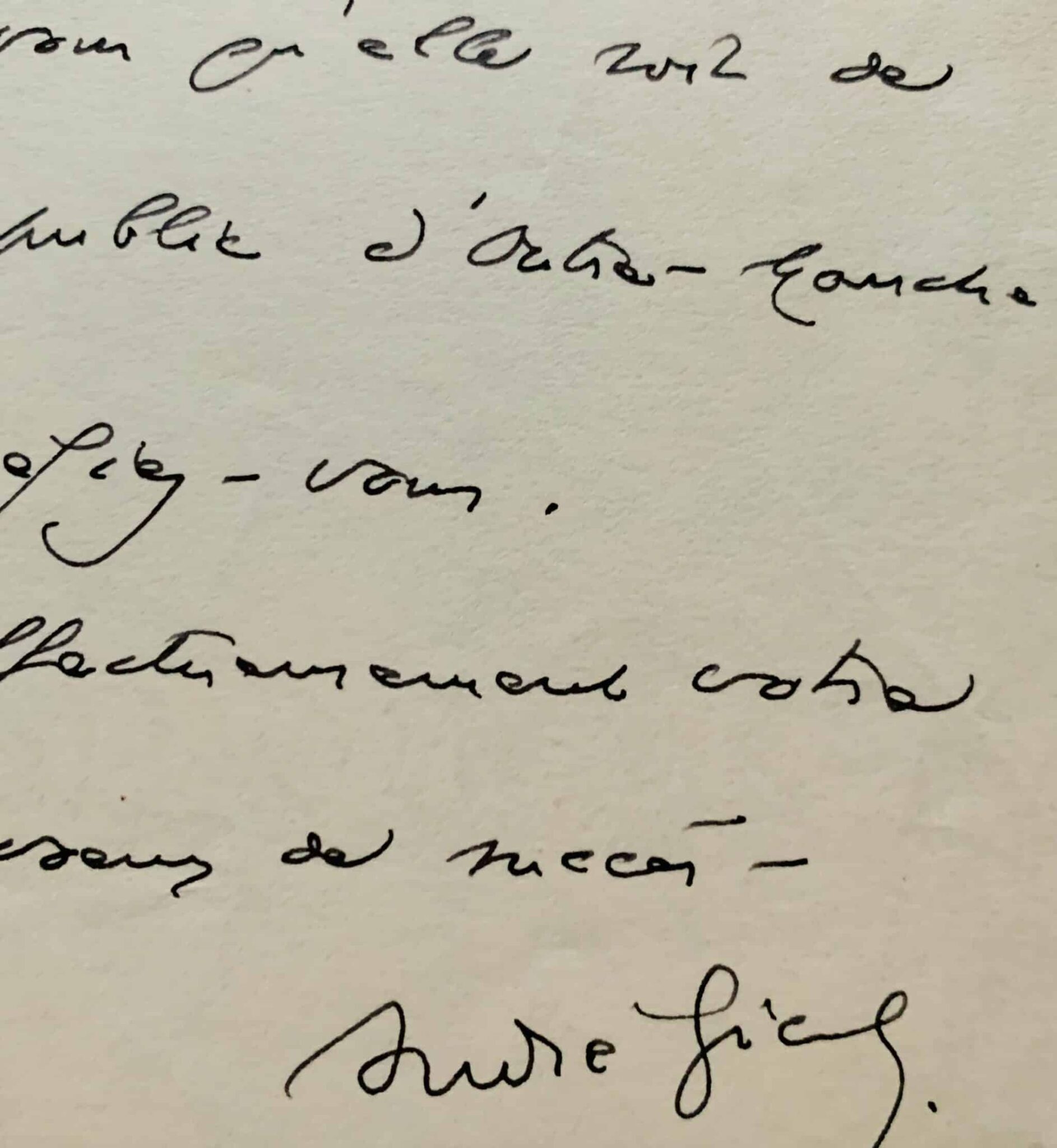 Lettre d’André Gide à Maurice Sachs