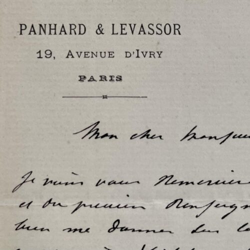 Deux rares lettres de René Panhard, fondateur de l’industrie automobile éponyme