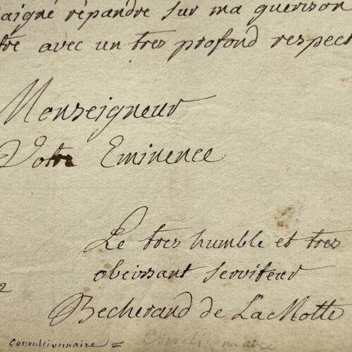Très rare lettre du convulsionnaire Louis-François de Bécherand, datée de 1732