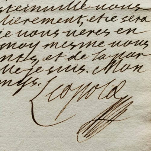 Belle lettre entièrement autographe du duc Léopold 1er de Lorraine