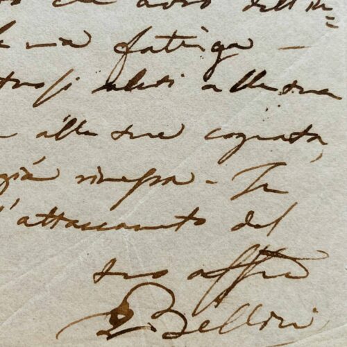 Très rare lettre de Vincenzo Bellini à son ami Gaetano Cobianchi