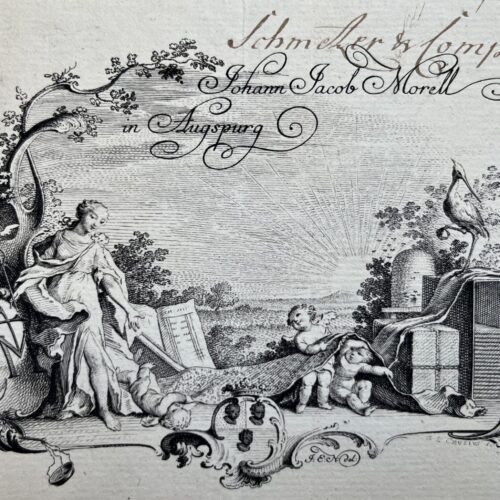 Belle carte de visite gravée du XVIIIe de l'allemand Johann Jacob Morell