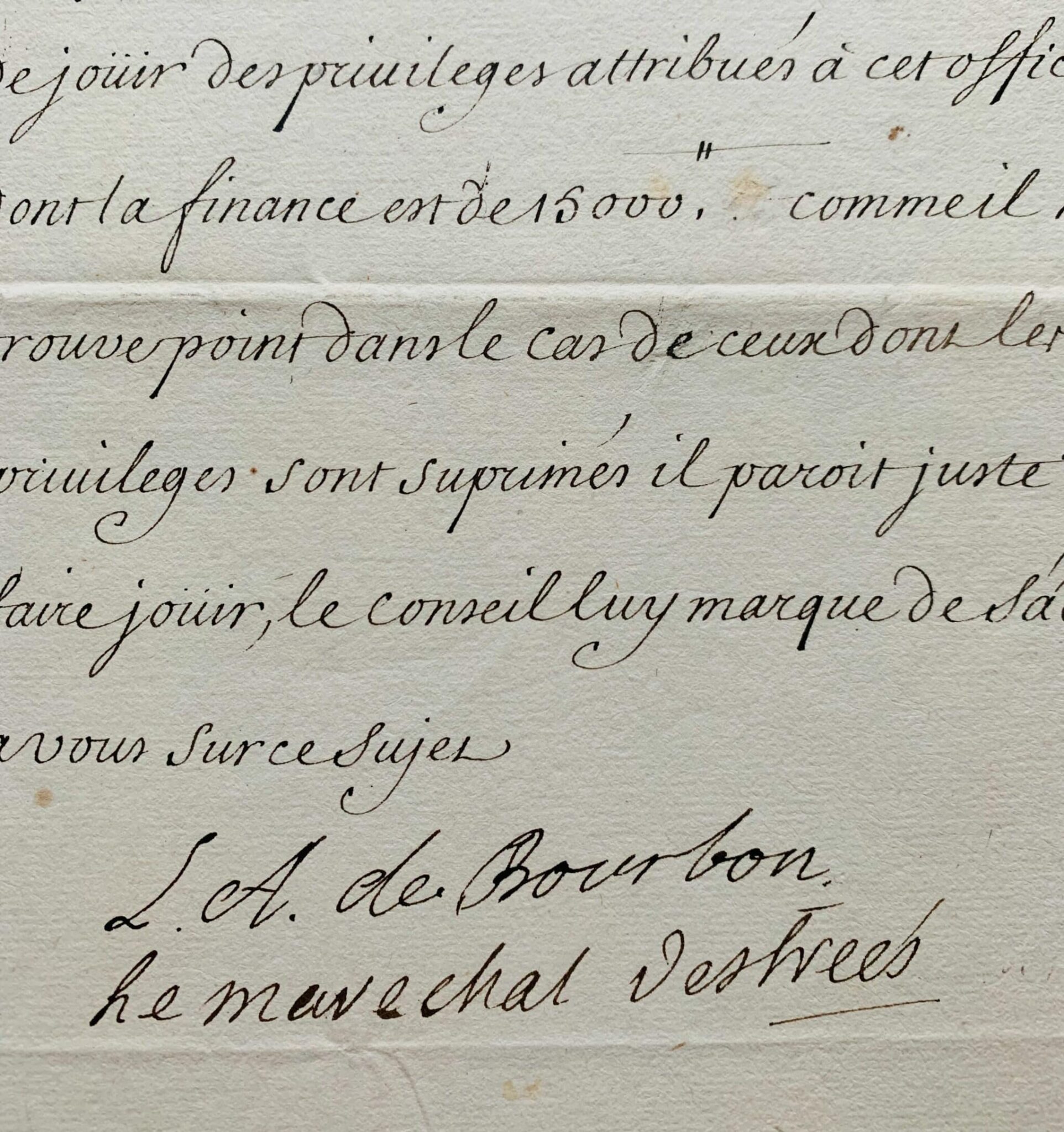 Le duc du Maine et le maréchal d’Estrées interviennent pour les privilèges de l’amirauté de Fréjus
