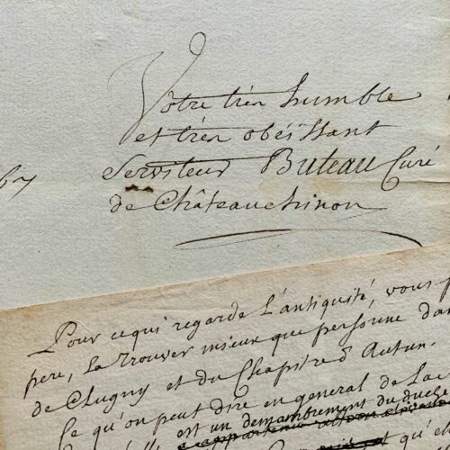 Longue lettre de 1767 du curé de Château-Chinon, faisant un état des lieux de la ville et de ses habitants