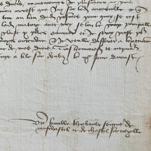 Rarissime lettre de Thiebault IX de Neufchâtel écrite en 1464