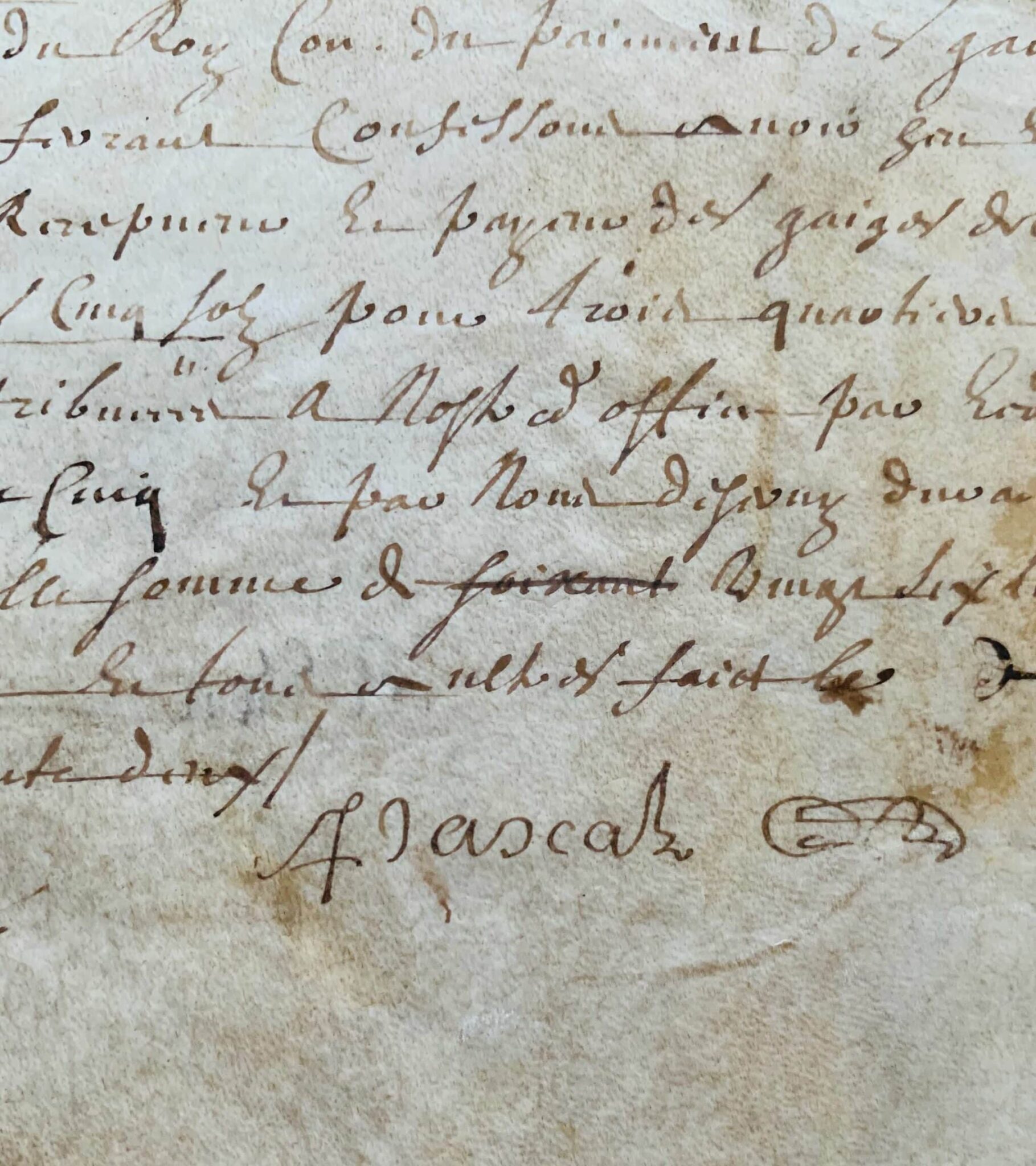 Quittance de 1662 signée par Blaise Pascal, seigneur de Montel