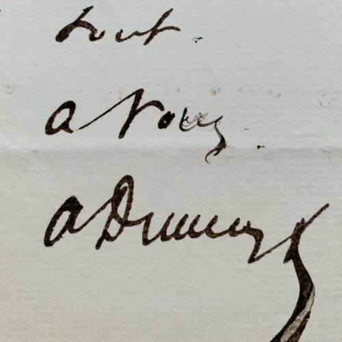Enthusiastic note from Alexandre Dumas fils, with a beautiful signature
