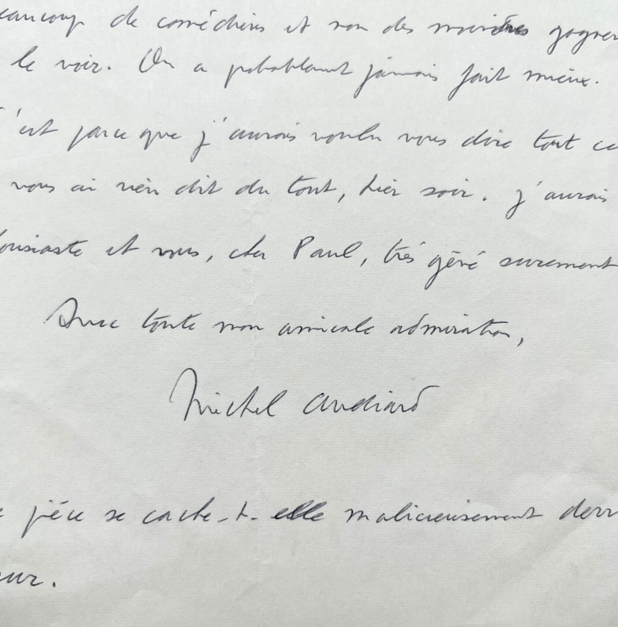 Exceptionnelle lettre de Michel Audiard à Paul Meurisse, sur Don Juan aux enfers