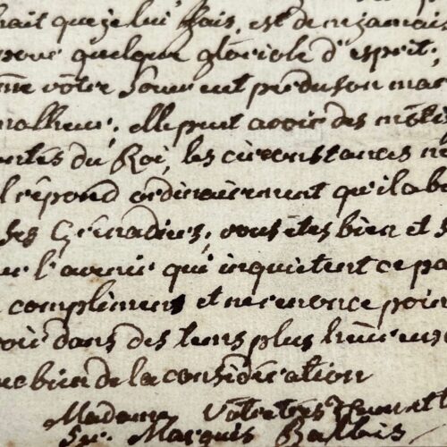 Lettre de 1794 du botaniste italien Giovanni Battista Balbis