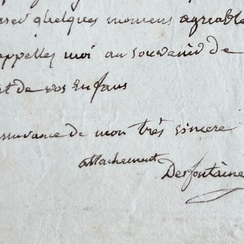 Brief van de botanicus René Louiche Desfontaines aan de psychiater Philippe Pinel