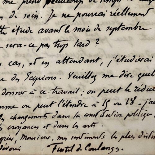 Très intéressante lettre de Fustel de Coulanges sur la manière dont il perçoit l'Histoire
