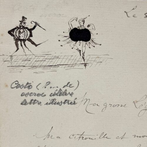 Amusante lettre illustrée de l'aventurier et escroc Lionel de Cesti