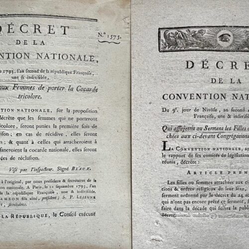 Deux imprimés révolutionnaires relatifs aux femmes