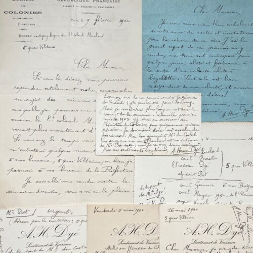 Una serie di 6 lettere e mappe dell'esploratore Alfred-Henri Dyé, indirizzate al comandante Marchand