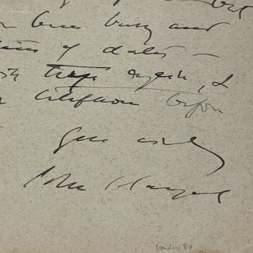 Tarjeta autografiada firmada por el pintor inglés John Singer Sargent