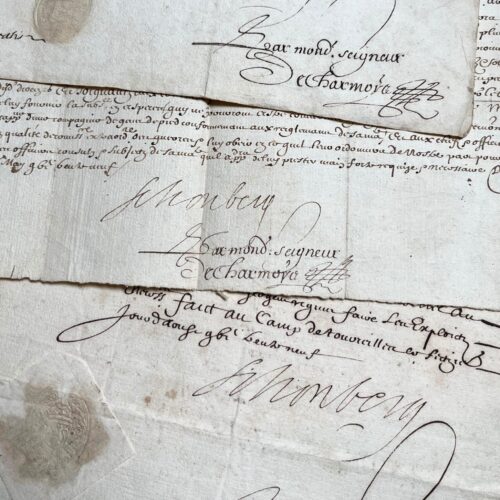 Trois documents signés par Charles de Schomberg à un capitoul pour la levée de milices à Lavaur et Toulouse
