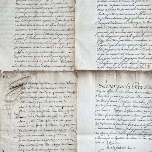 5 manuscrits relatifs au commerce à Rouen du Moyen-âge jusqu'au XVIIe siècle