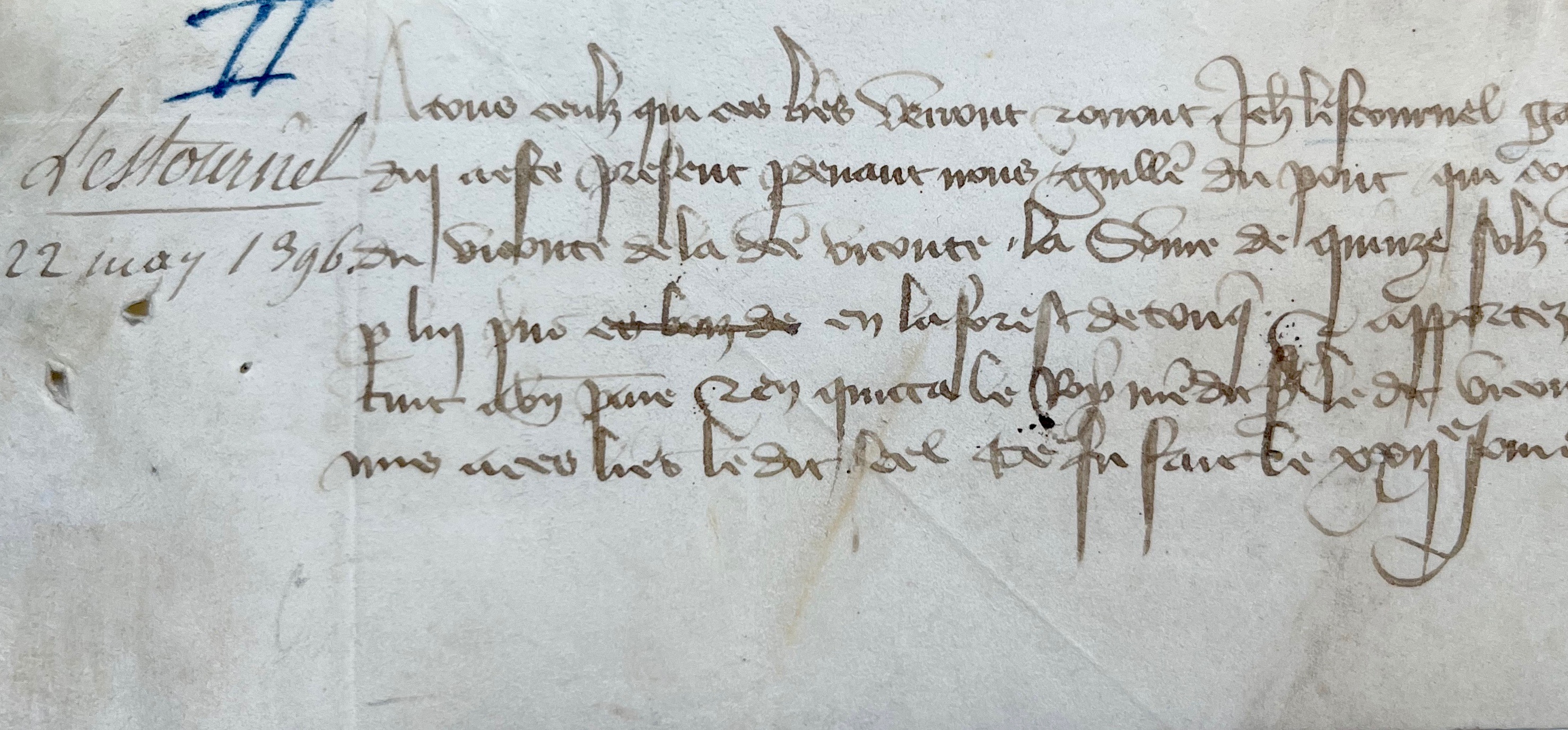 1396 : quittance pour la prise d’un aigle et d’un tiercelet dans la forêt de Touques, vicomté d’Auge