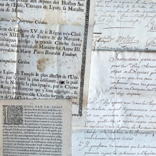 4 rares documents XVIIe et XVIIIe sur Lyon et Villefranche
