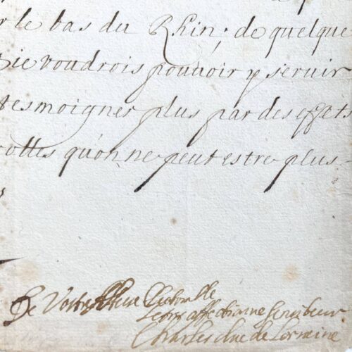 Importante lettre de Charles de Lorraine à l'Électeur de Trèves, écrite sept jours avant sa mort