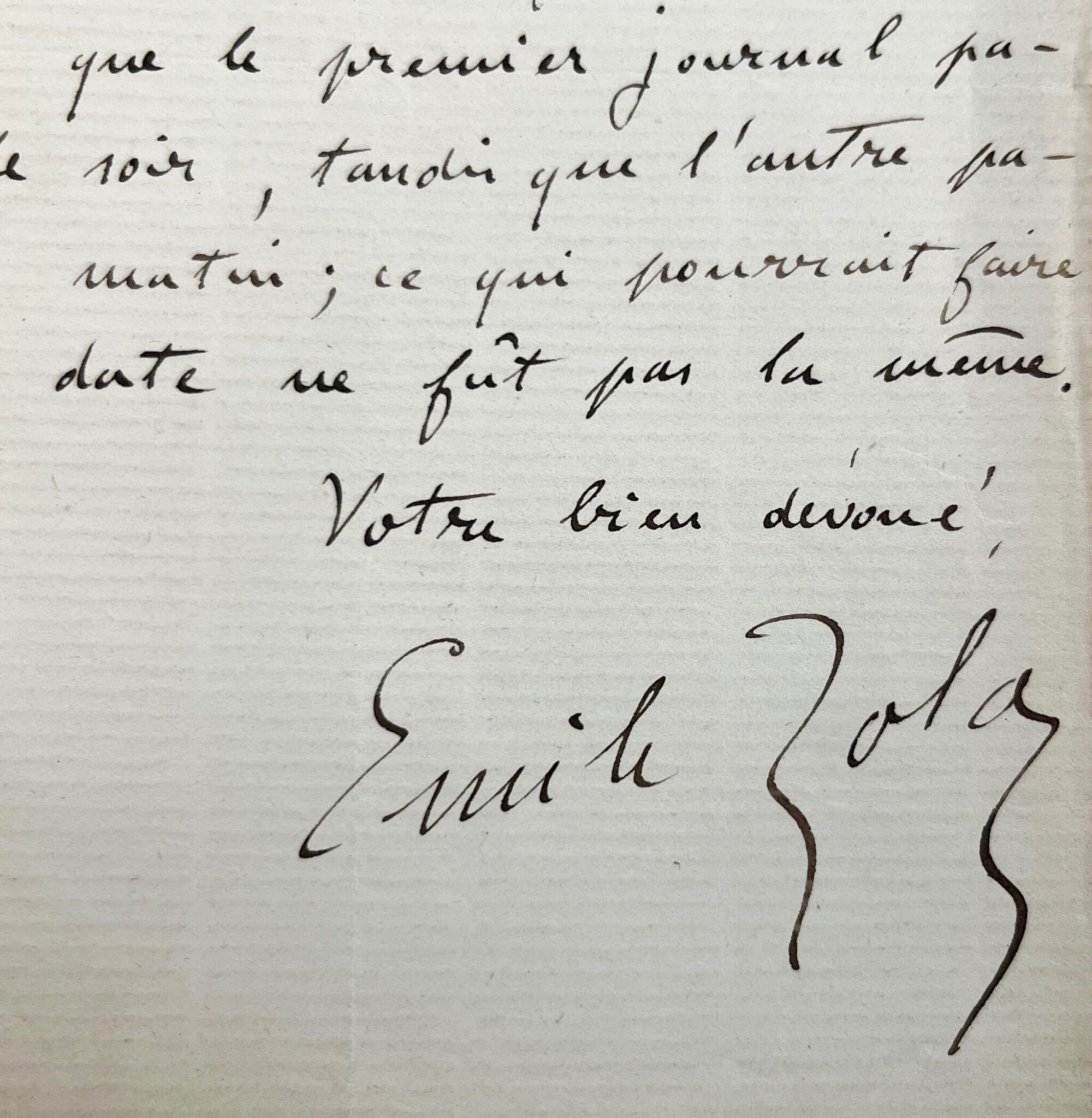 Jolie lettre autographe signée d’Émile Zola de 1872