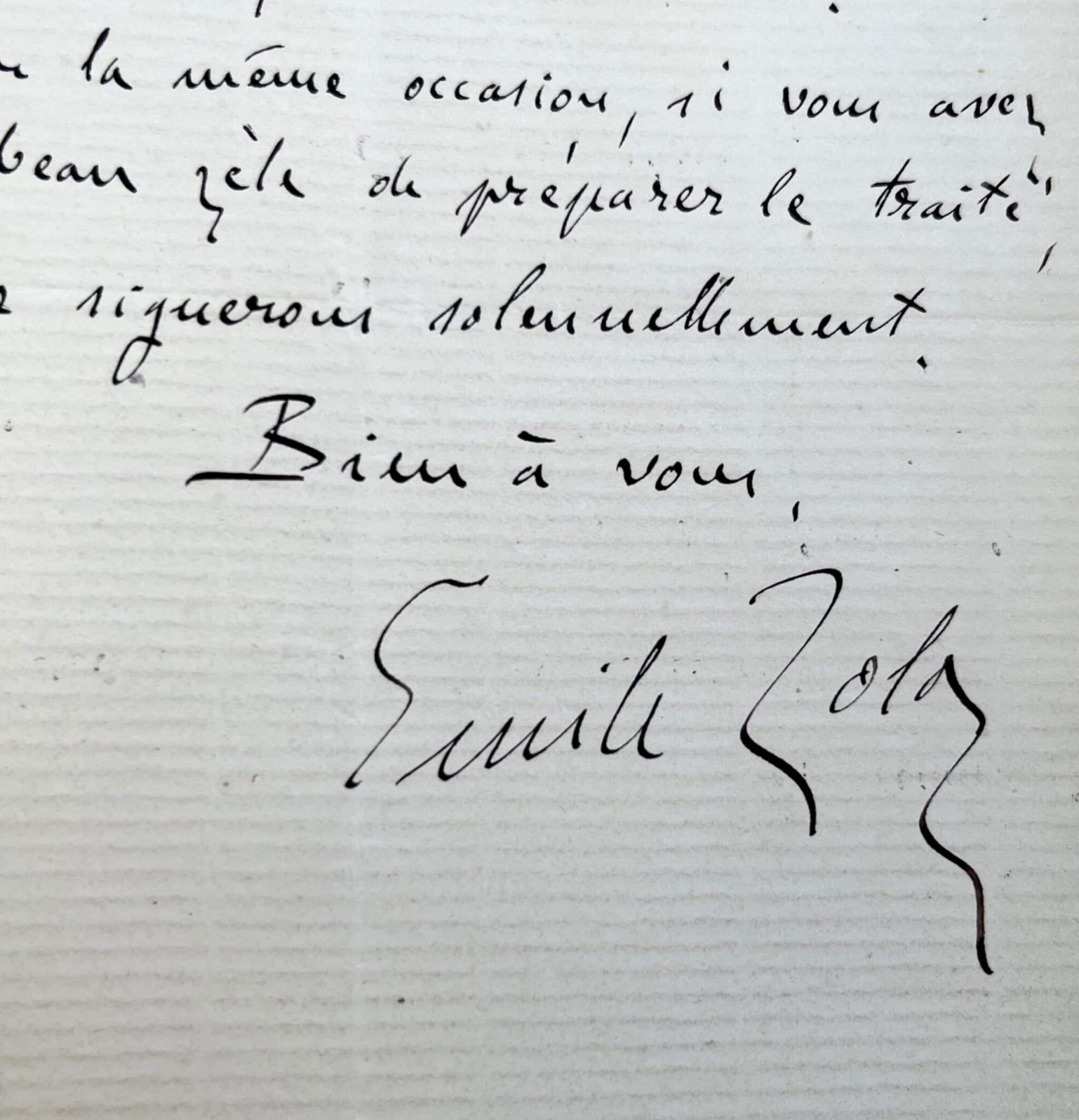 Emile Zola demande à son éditeur de préparer le traité