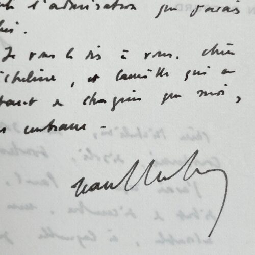 Lettre de condoléances de Jean Dutourd à Micheline Meurisse