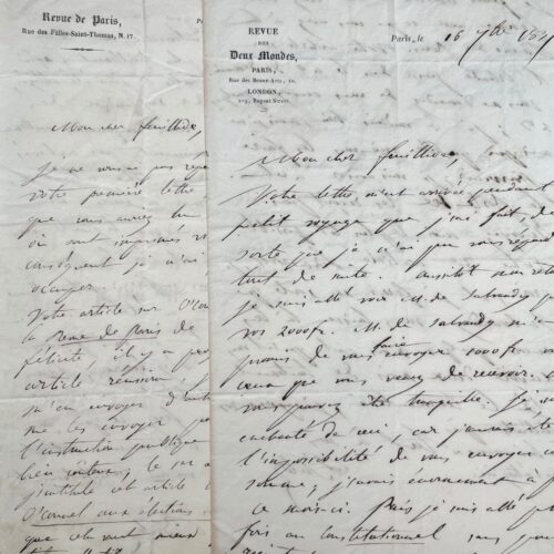 Deux lettres de François Buloz à Capot de Feuillide au sujet de l'écriture d'articles