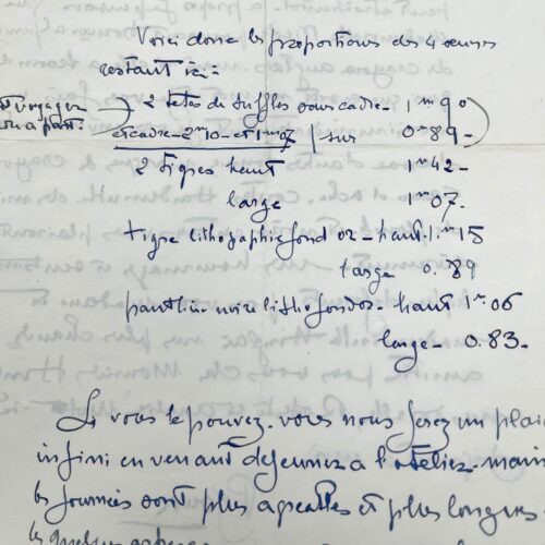 Rare lettre de Paul Jouve sur ses lithographies de panthères, tigres, etc.