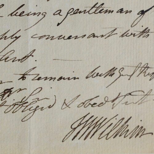 Lettre autographe signée du peintre anglais Francis William Wilkin