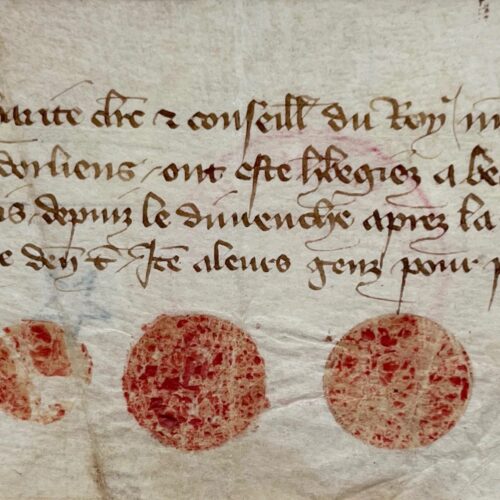 Rare parchemin sur l'échiquier de Beaumont-le-Roger, de juin 1350