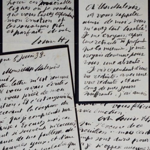 3 lettres de Louise Hervieu sur l'exposition de ses dessins chez Bernheim et Andrée Sikorska