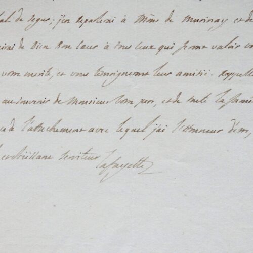 Lettera del Marchese de Lafayette, datata 1785, scritta al suo ritorno dalla Prussia