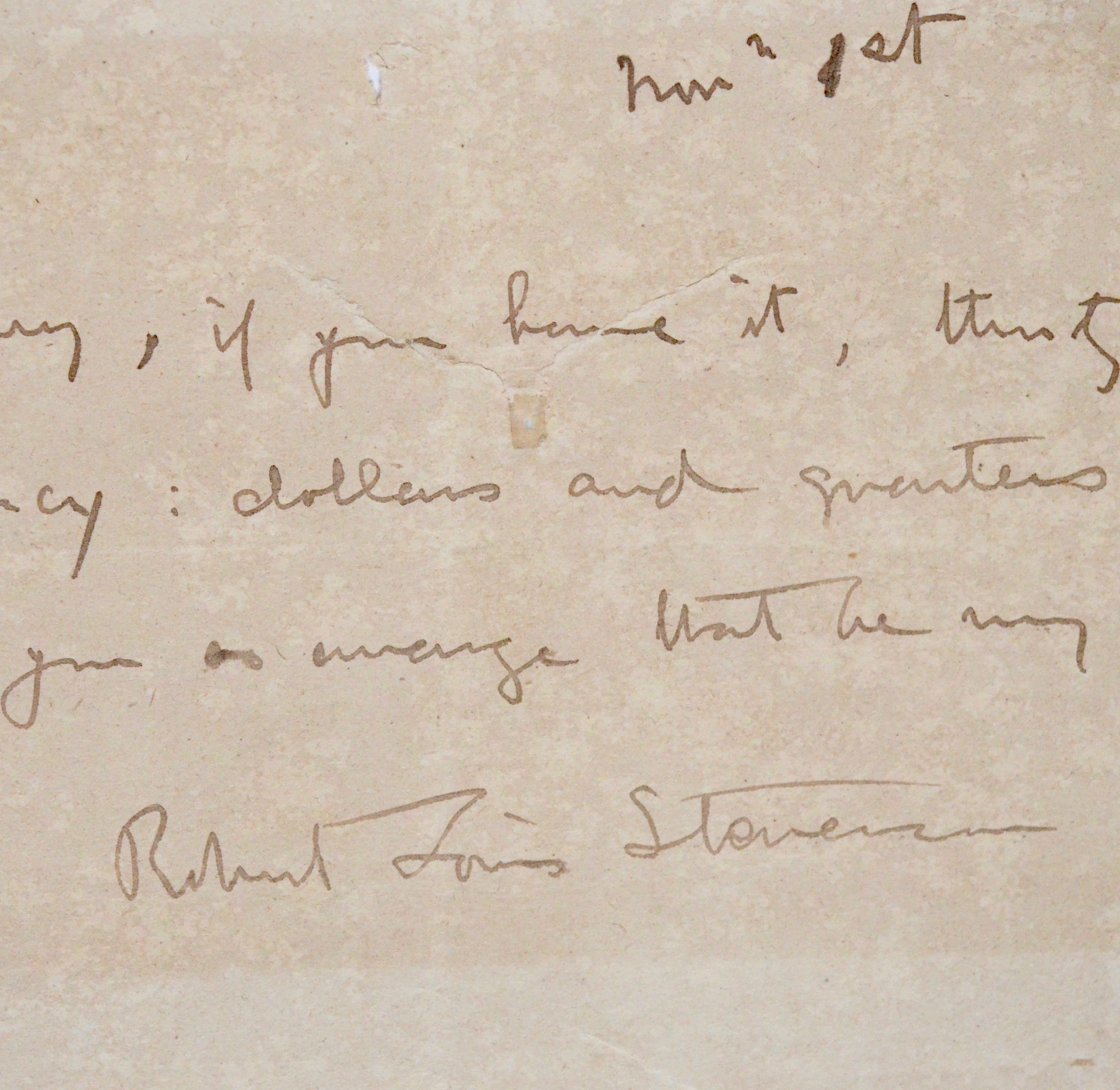 De Samoa, Robert Louis Stevenson donne un ordre de paiement