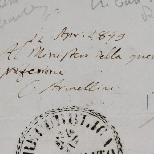 Quelques mots du tribun romain Carlo Armellini datés de 1849, au moment de la République romaine