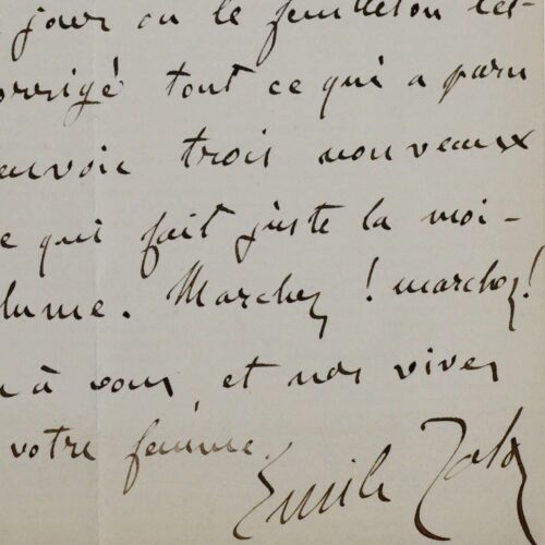 Jolie lettre de Zola sur l'écriture de Nana