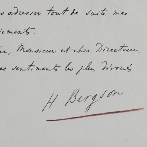 Henri Bergson salue la nomination de Leonardi