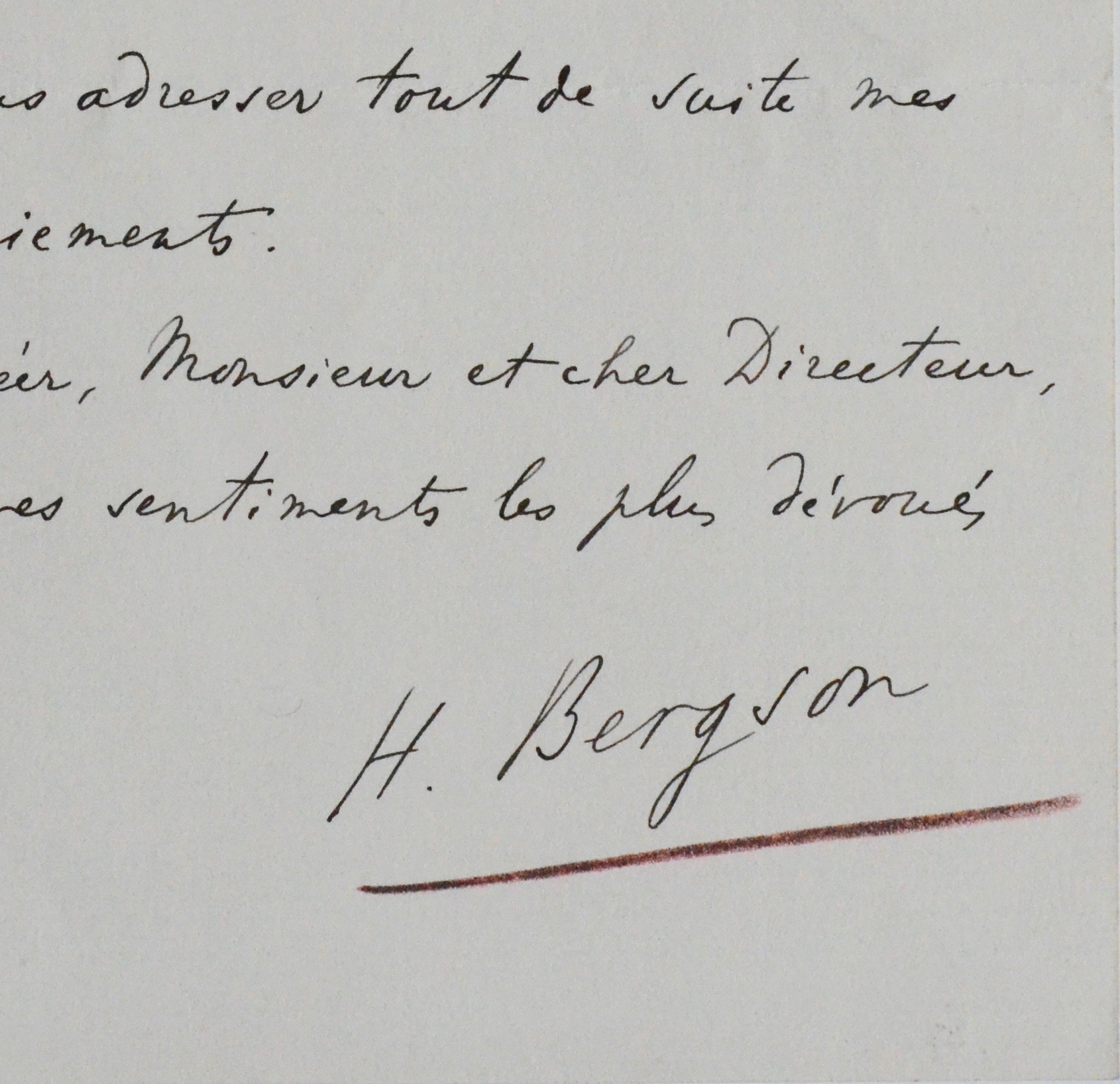 Henri Bergson salue la nomination de Leonardi