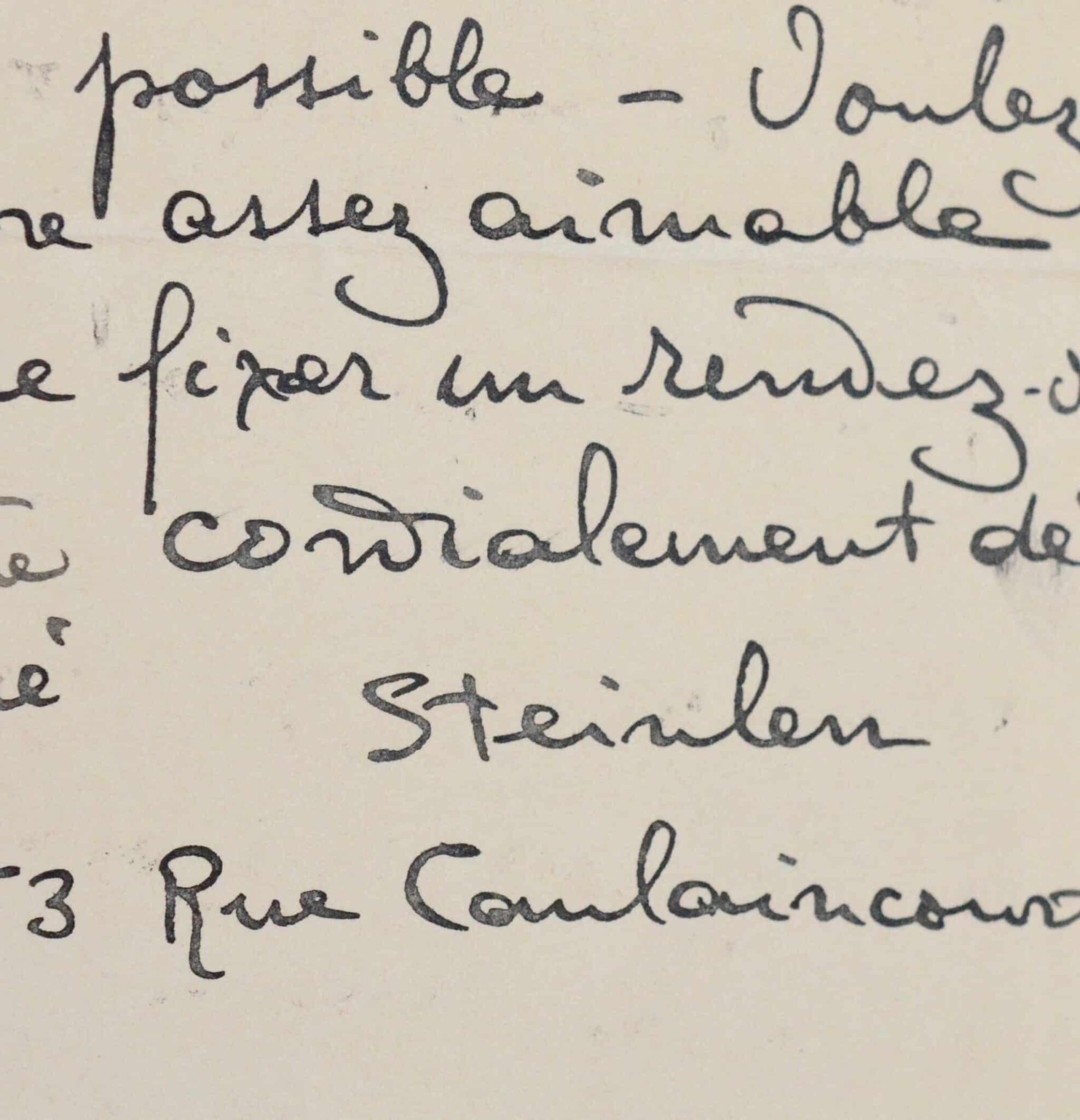 Théophile Alexandre Steinlen demande un rendez-vous à Eugène Fasquelle